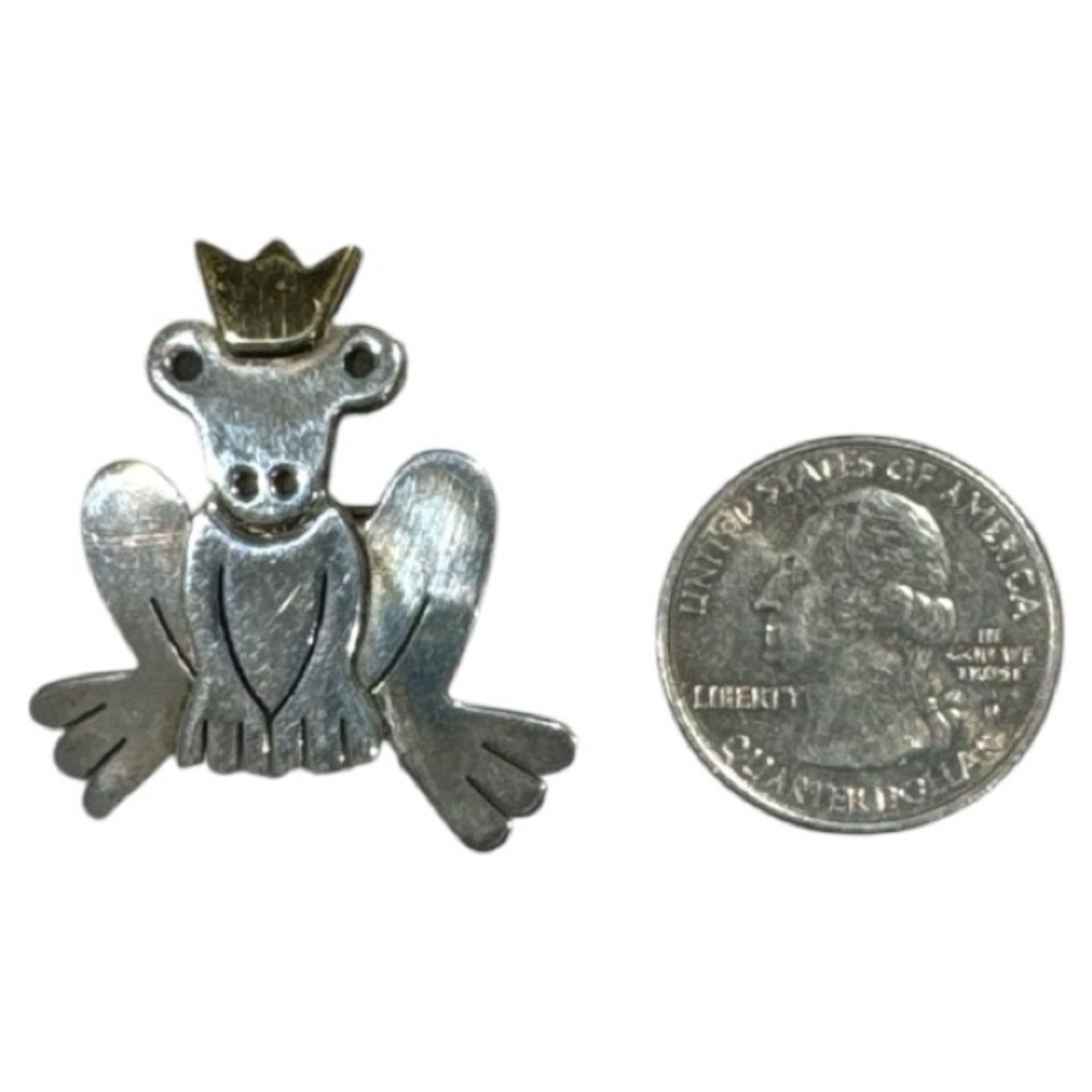 Anne & Jane Harvey Sterling Silver 925 Taxco Mexico Frog Crown Brooch TS-114 - Picture 6 of 6